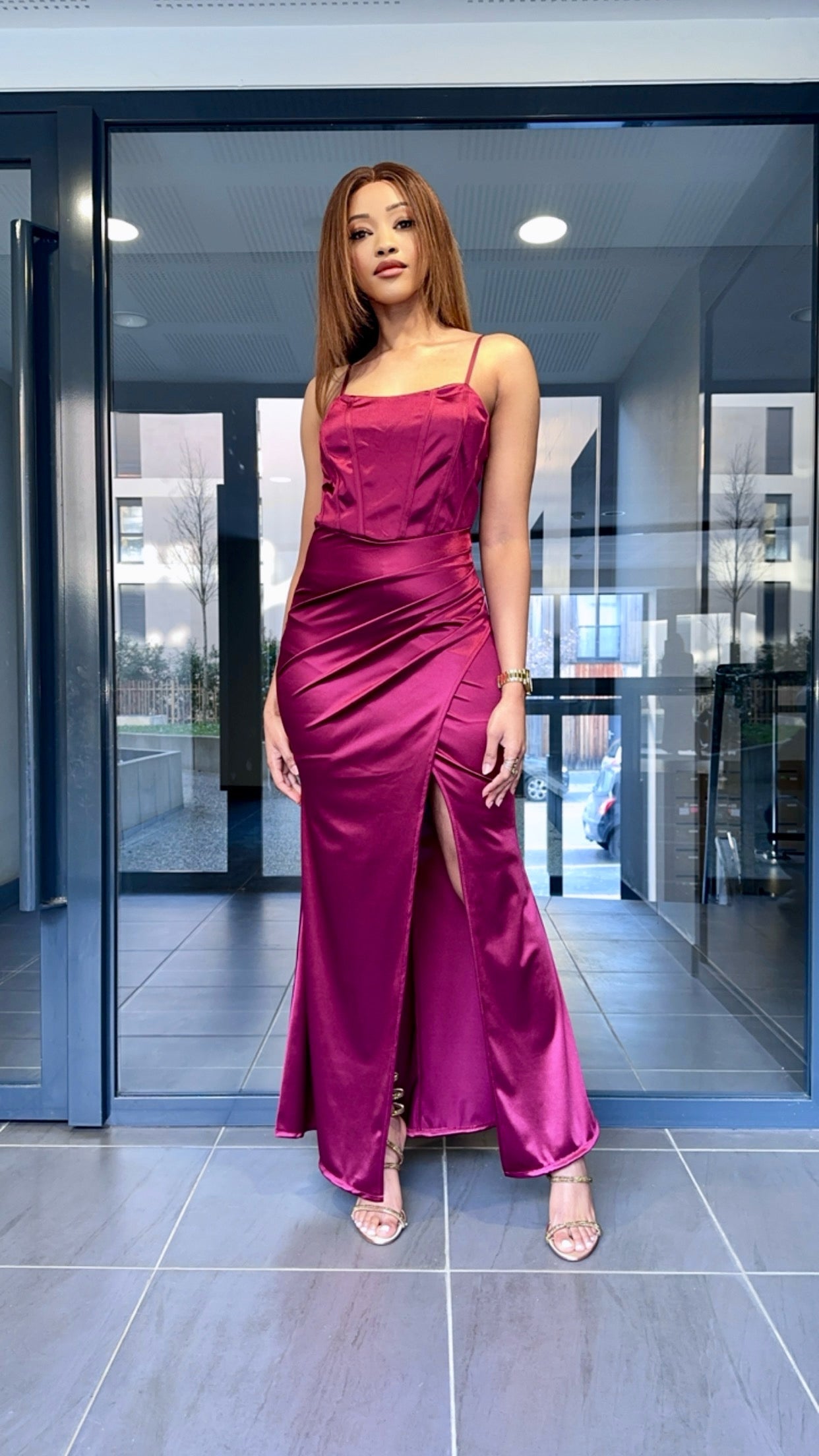 Robe de soirée bordeaux
