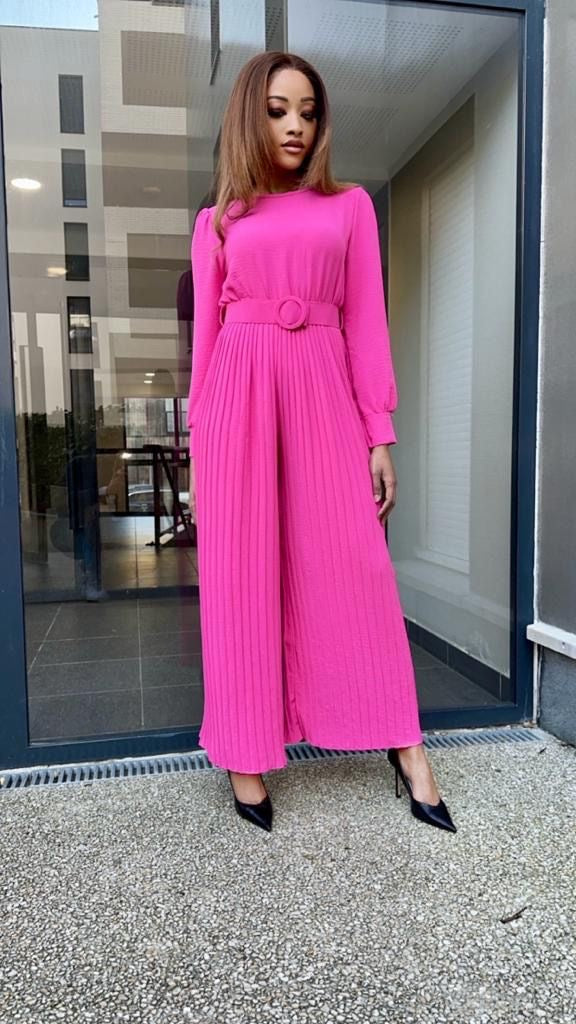 Combinaison pantalon plissée rose