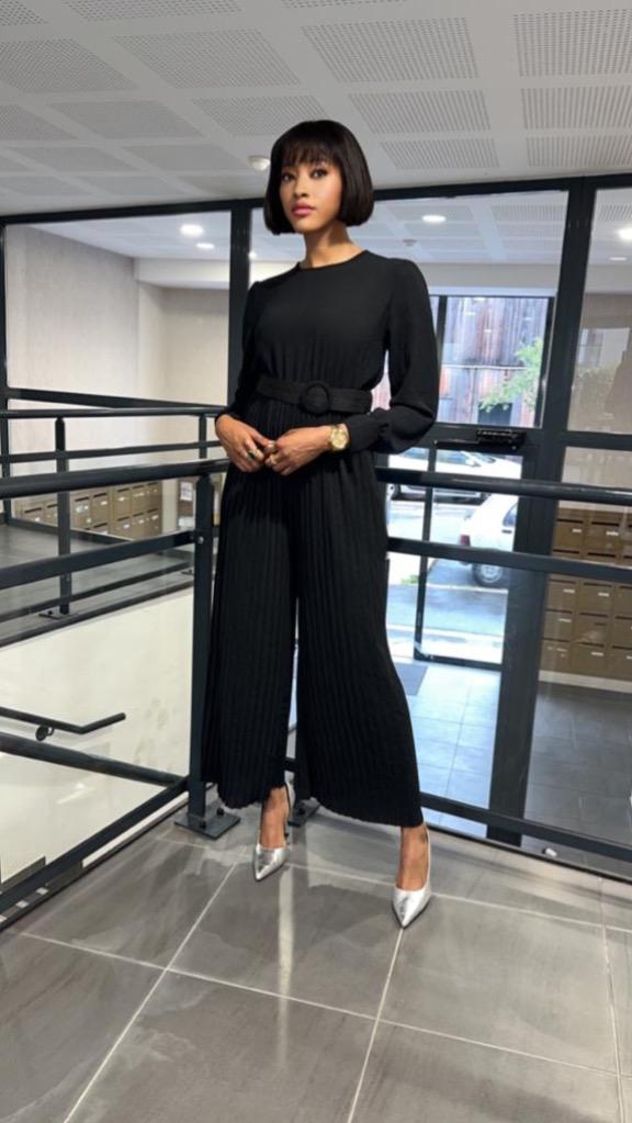 Combinaison pantalon plissée noire