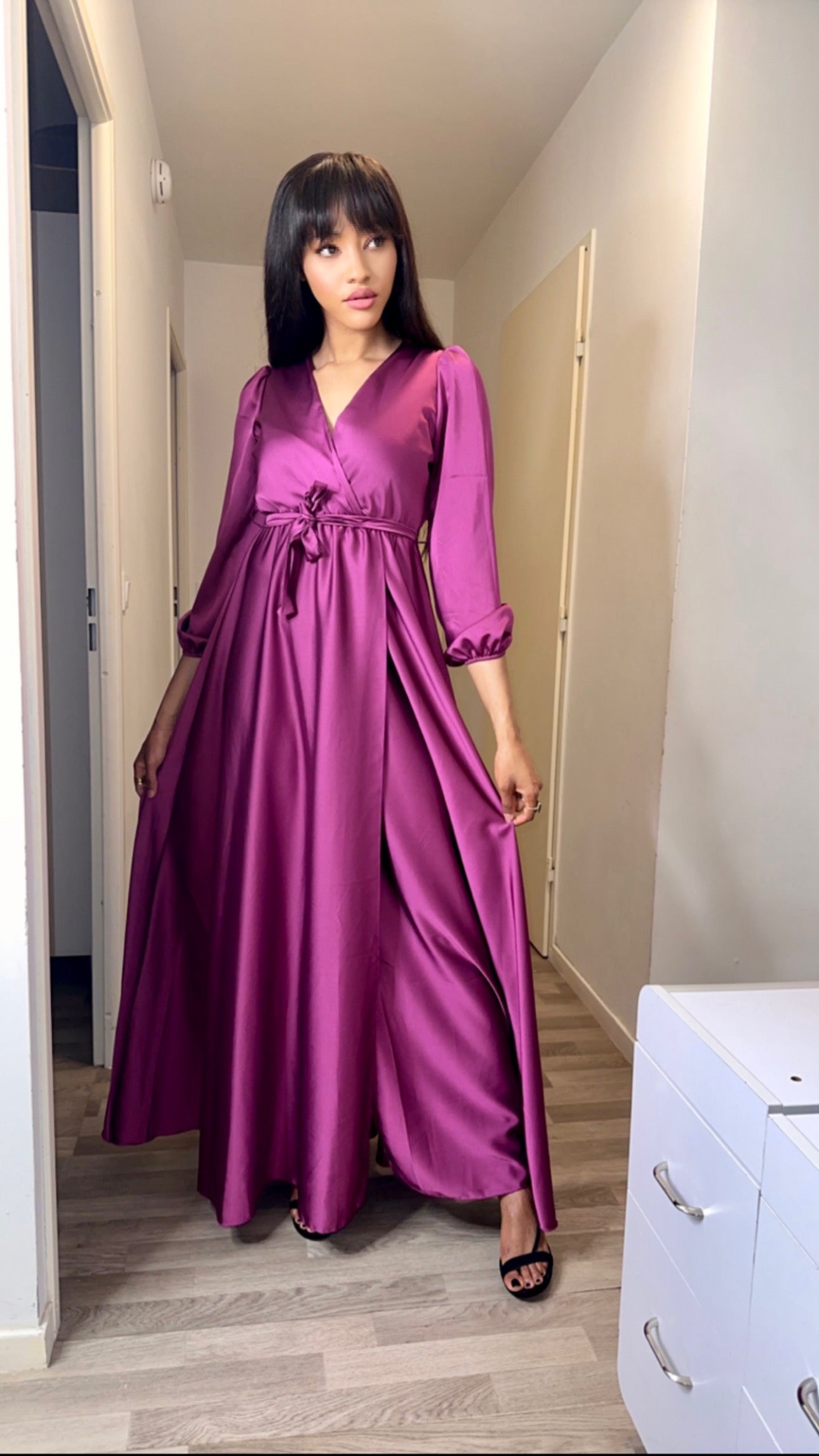 Robe longue portefeuille noire