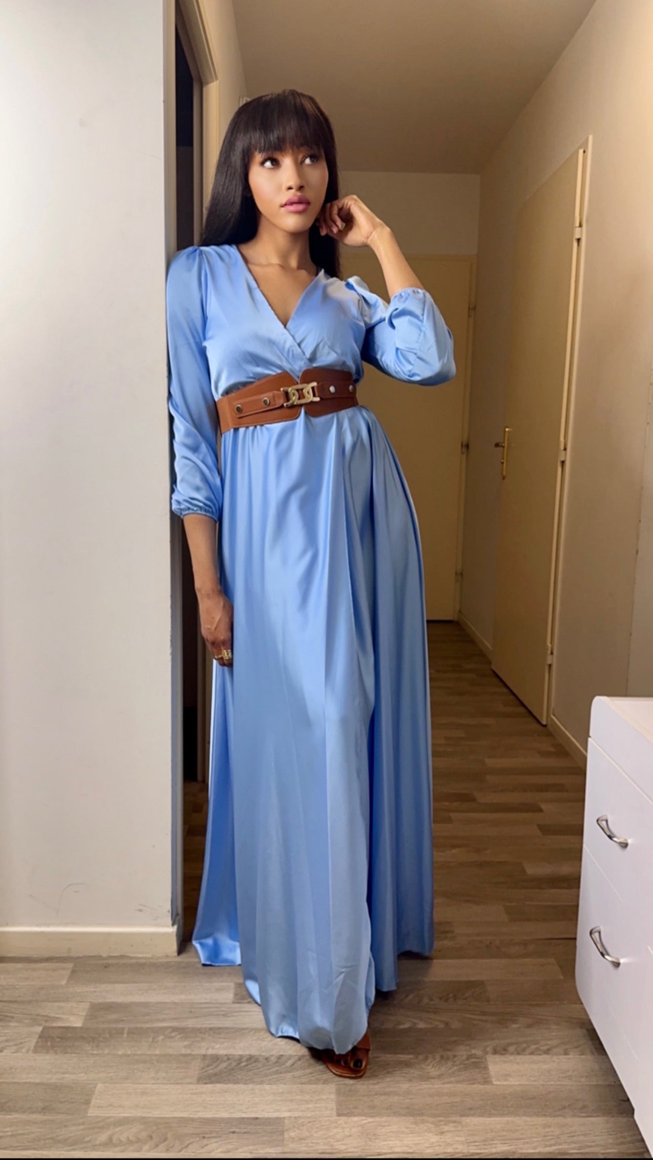 Robe longue portefeuille noire