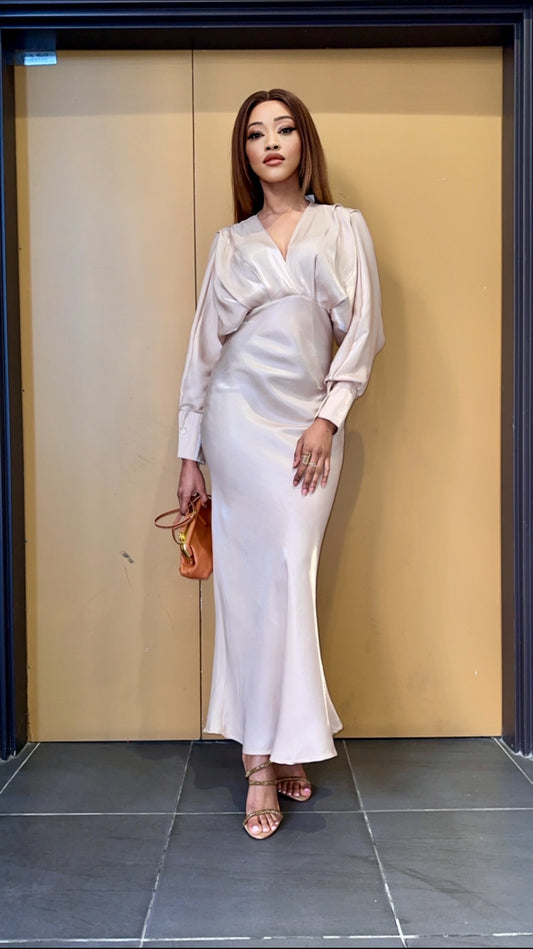Robe de soirée champagne scintillante