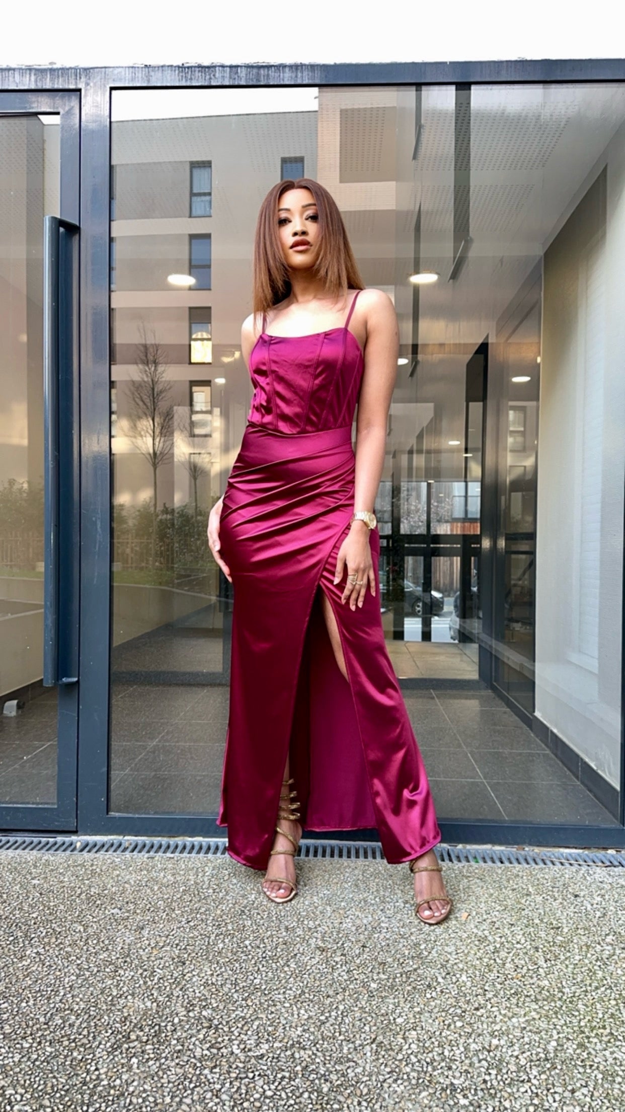 Robe de soirée bordeaux