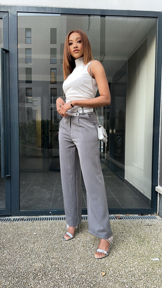 Pantalon évasé gris