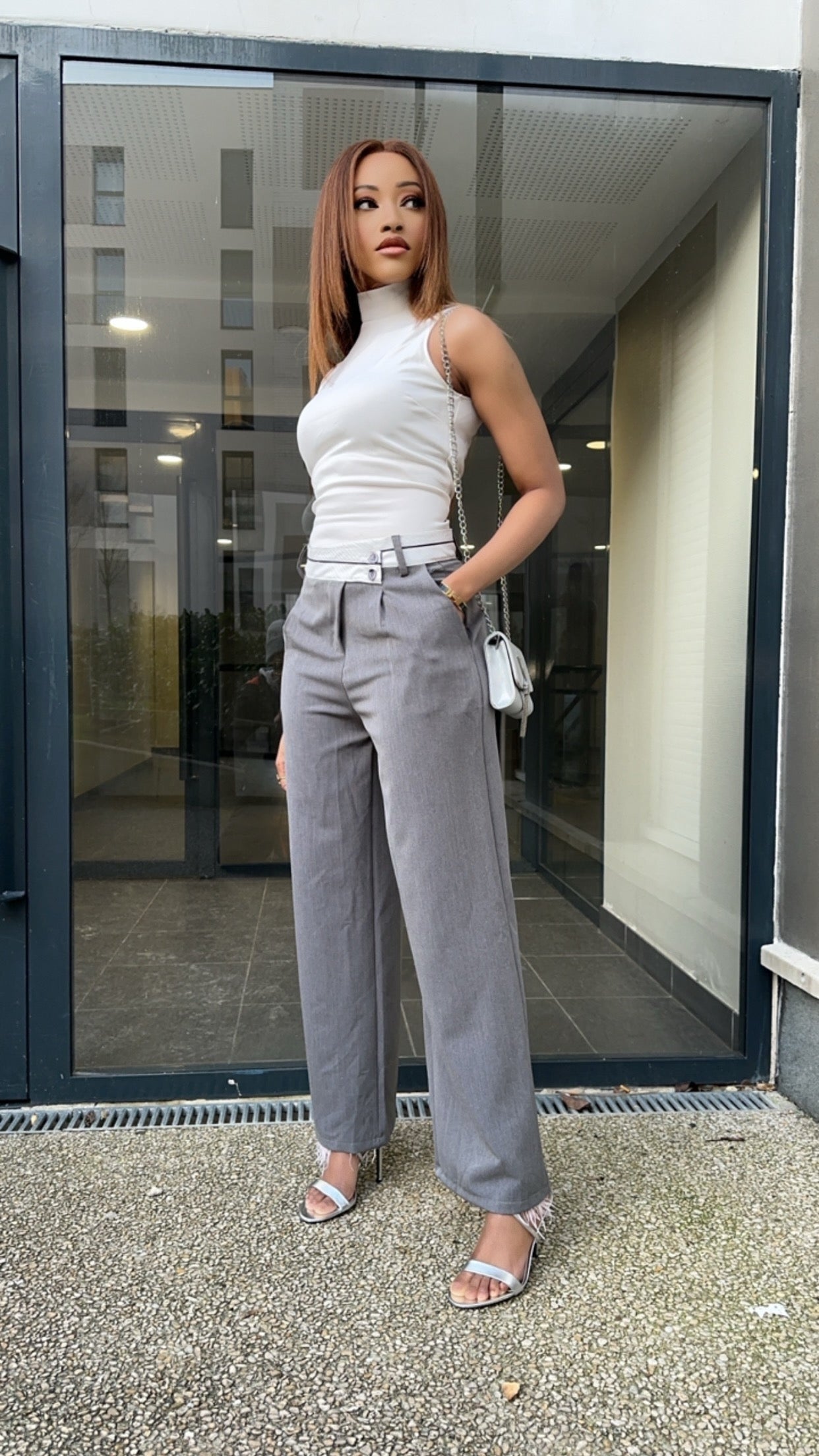 Pantalon évasé gris