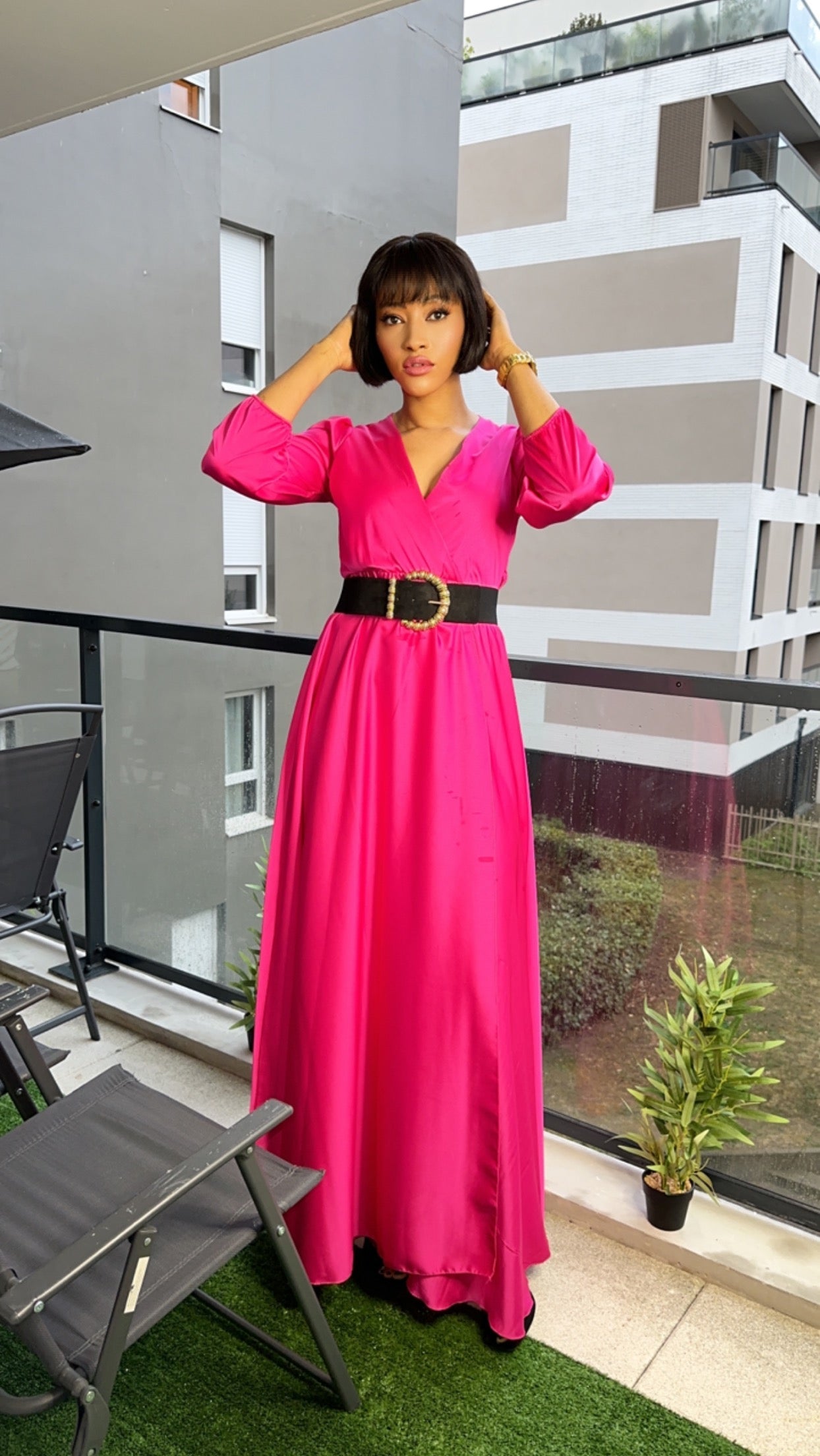 Robe longue portefeuille noire
