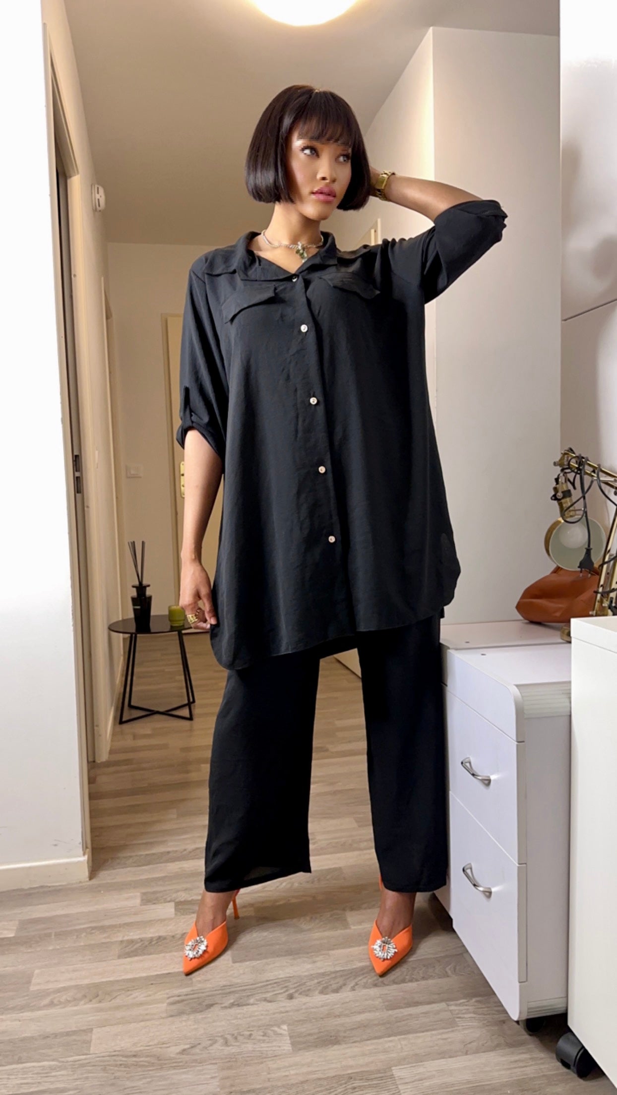 Ensemble chemise bleue