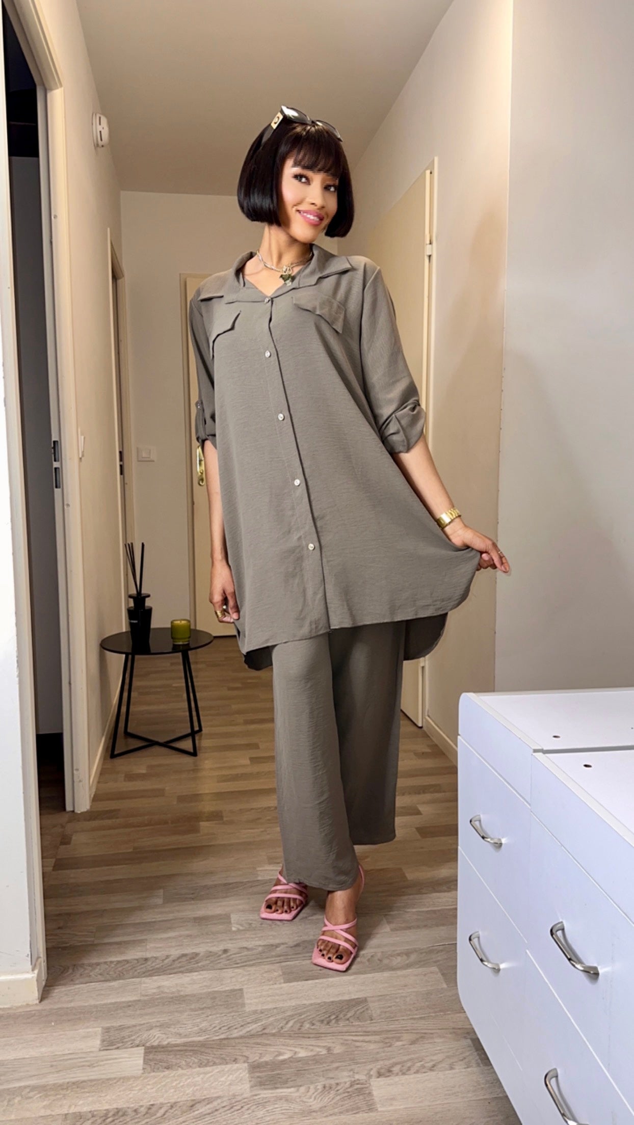 Ensemble chemise kaki