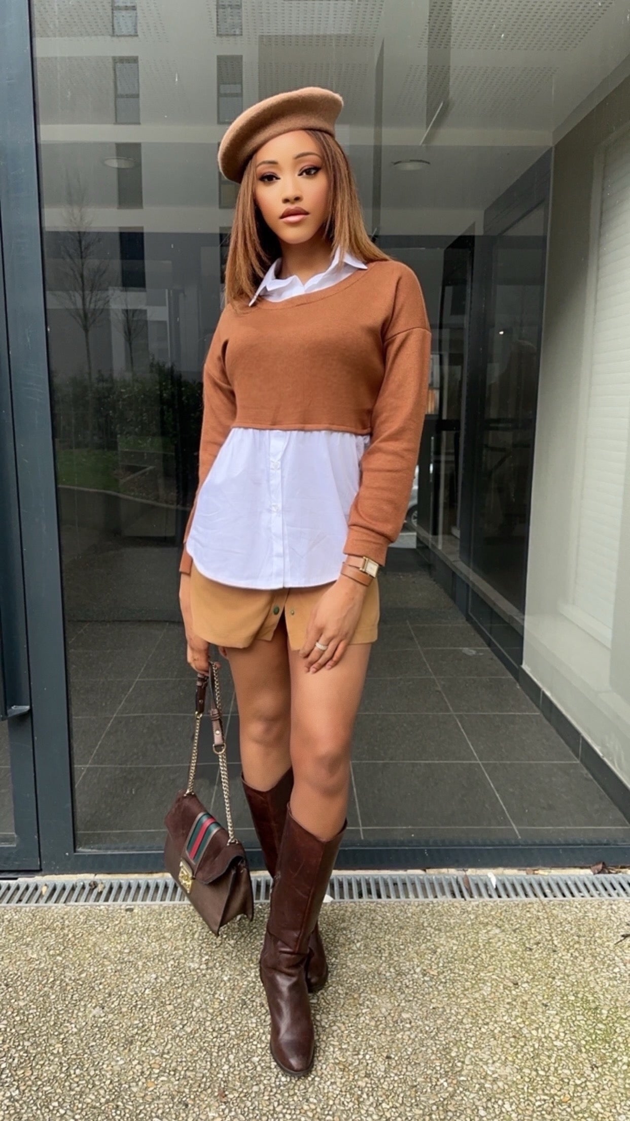 Pull chemise kaki