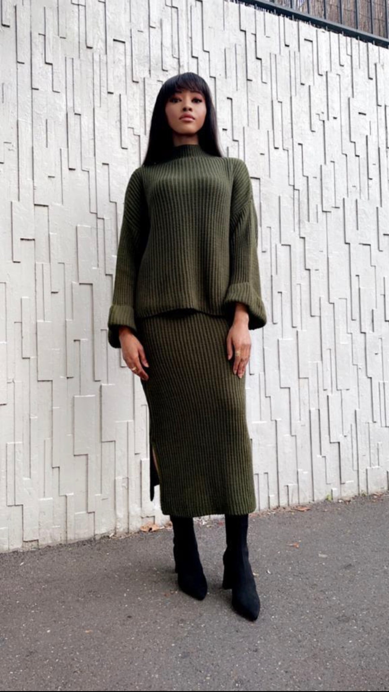 Ensemble jupe grise en maille