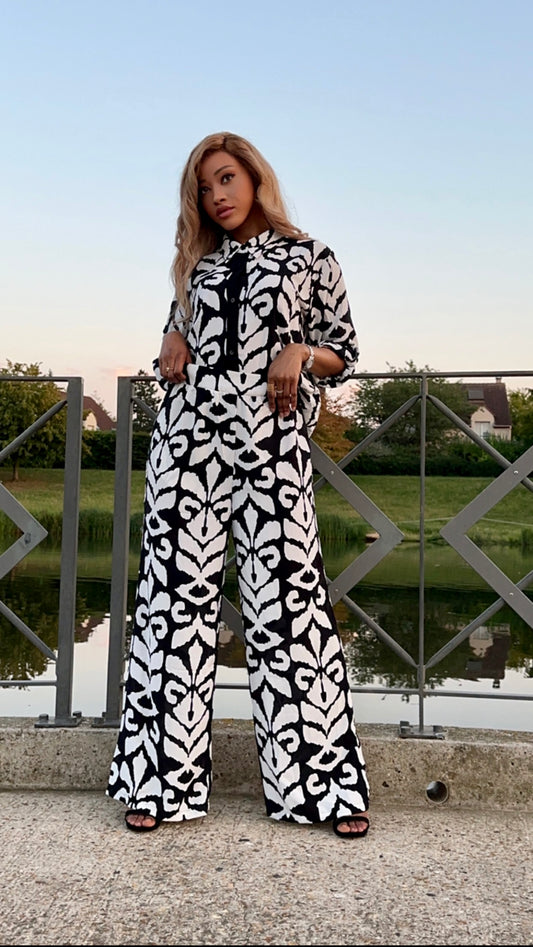 Ensemble à motifs noir et blanc