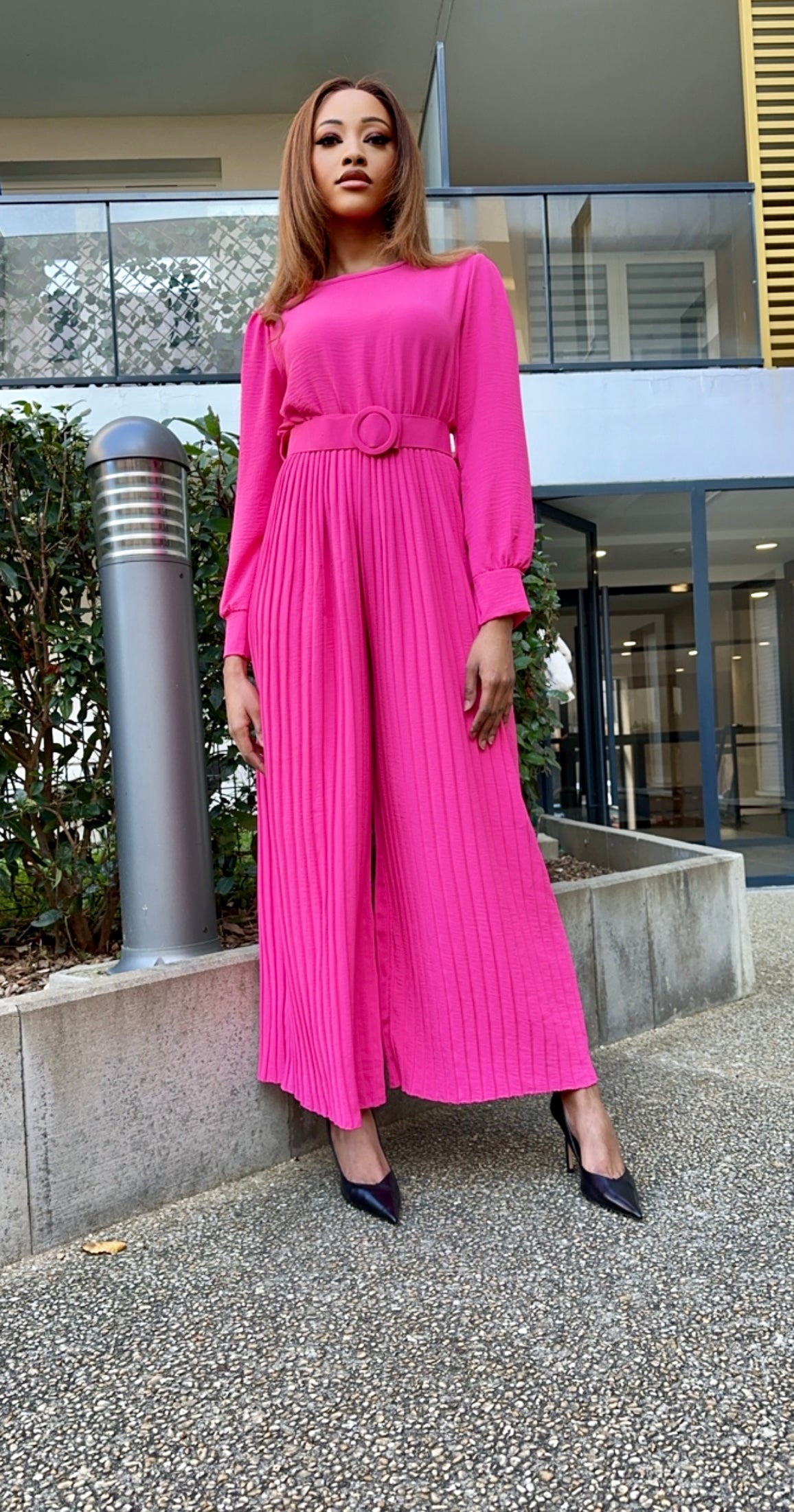 Combinaison pantalon plissée rose