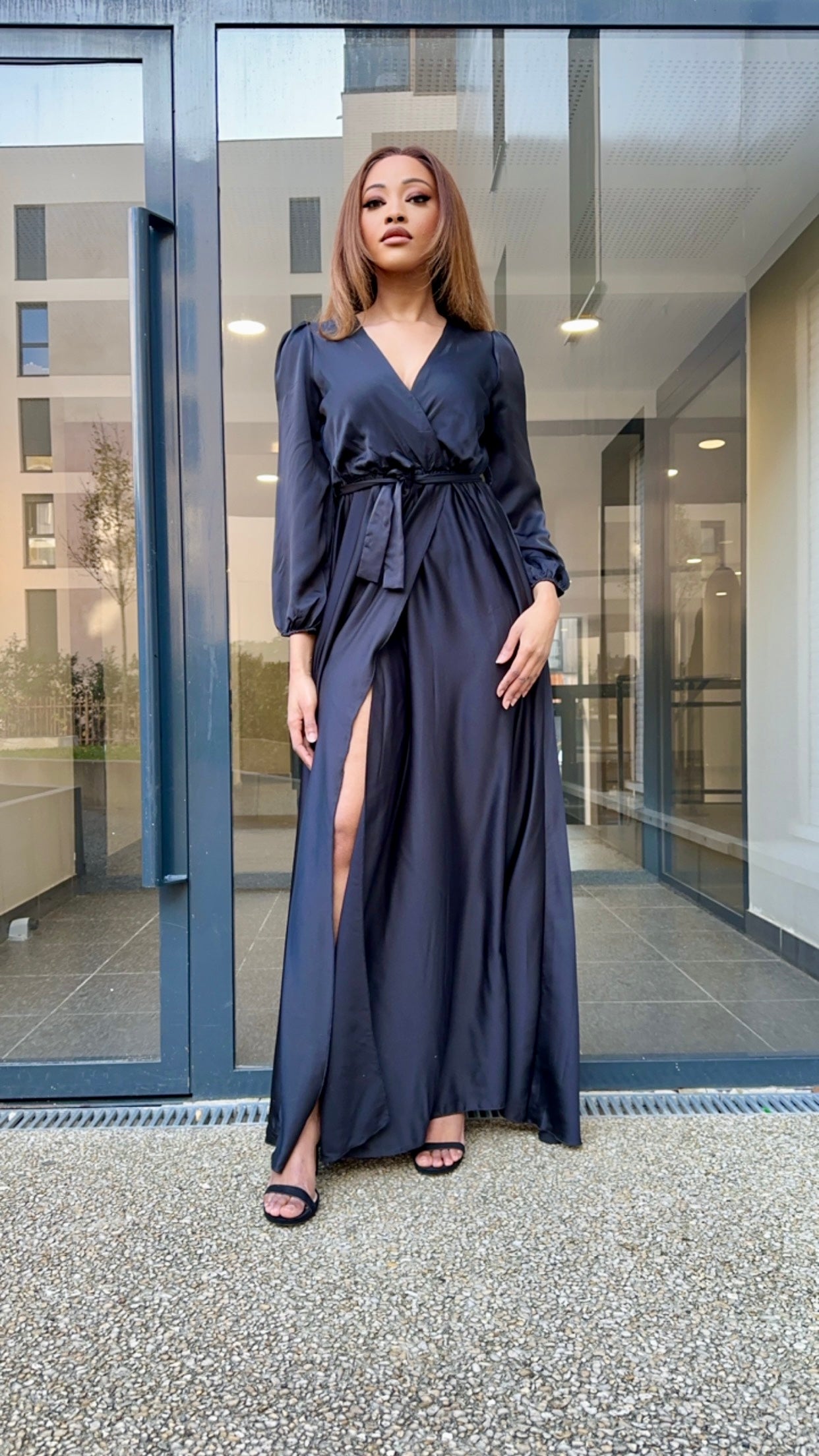 Robe longue portefeuille noire