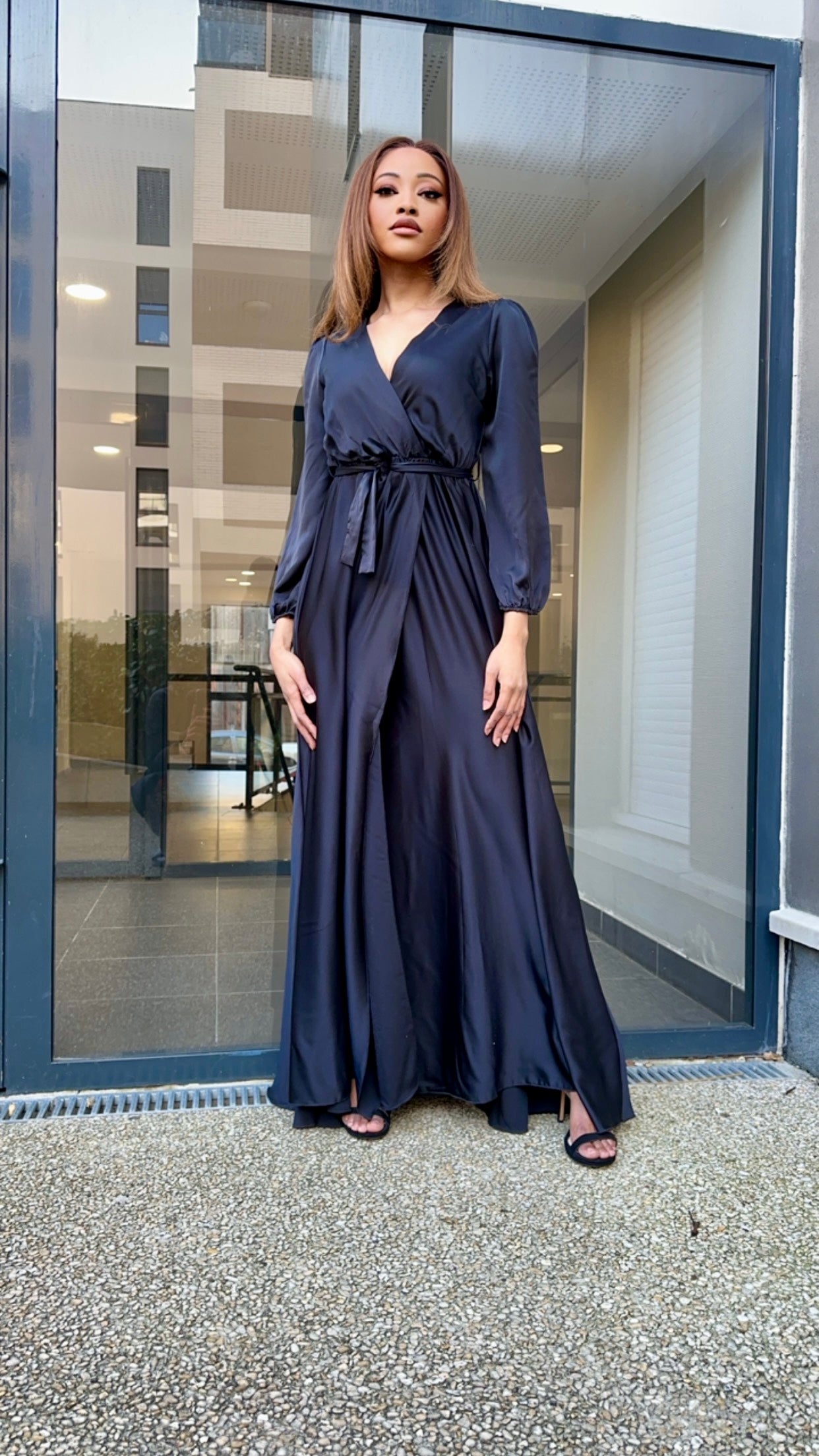 Robe longue portefeuille noire