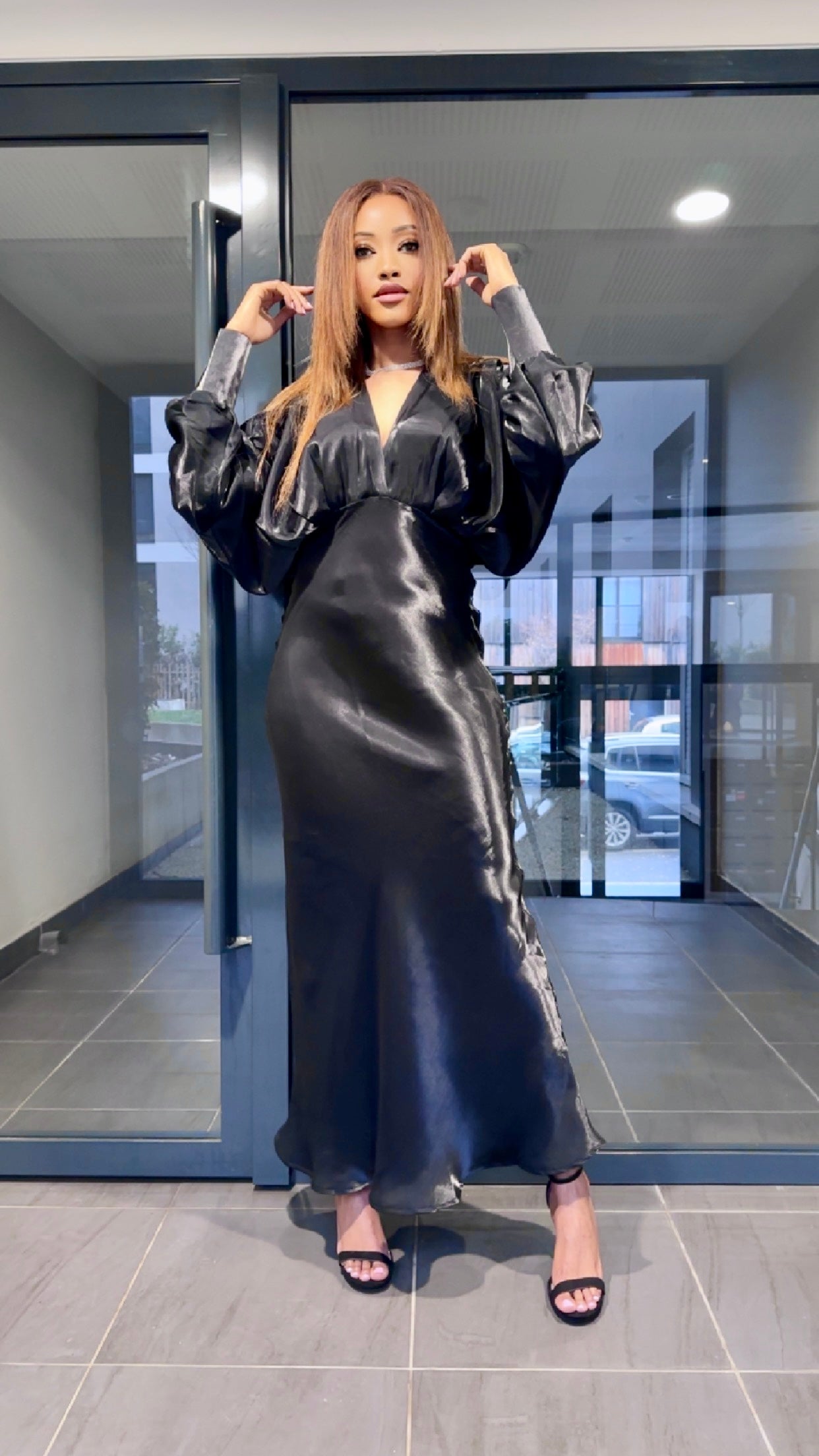 Robe de soirée champagne scintillante