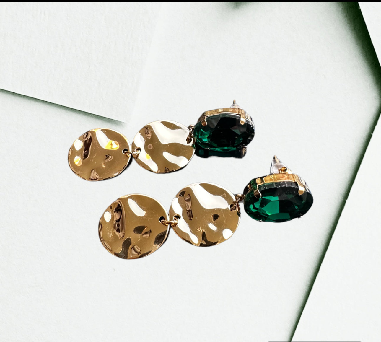 Boucles d'oreilles vert cristal