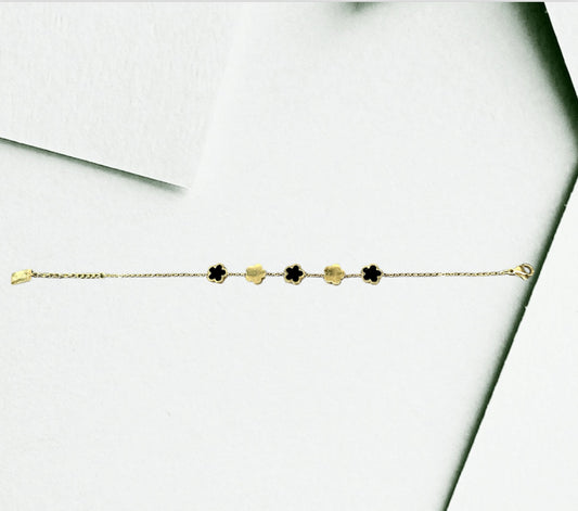 Bracelet à trèfles noires et dorées