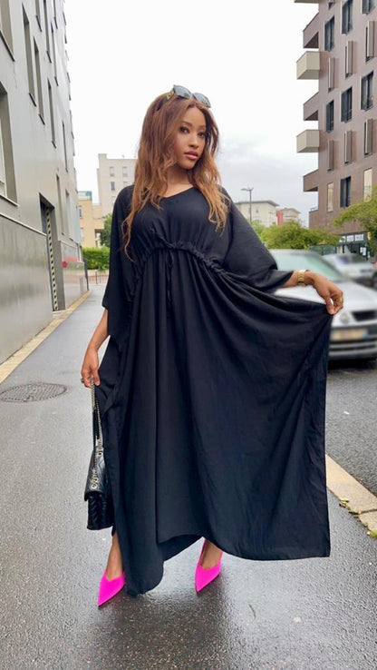 Robe ample à ceinture rose