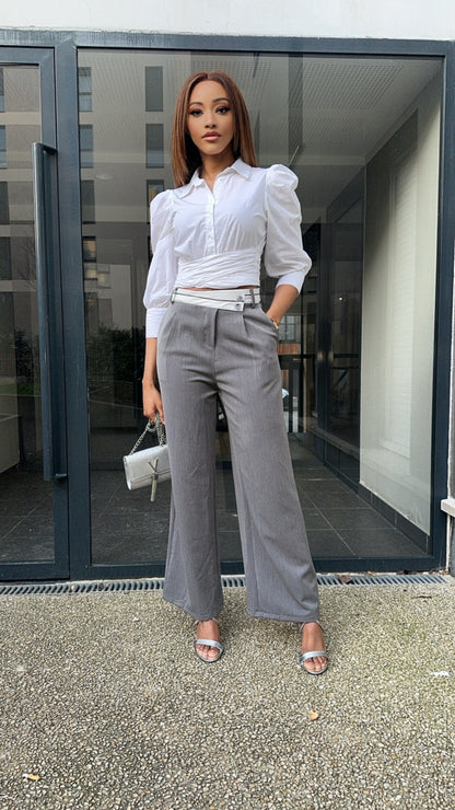 Pantalon évasé gris