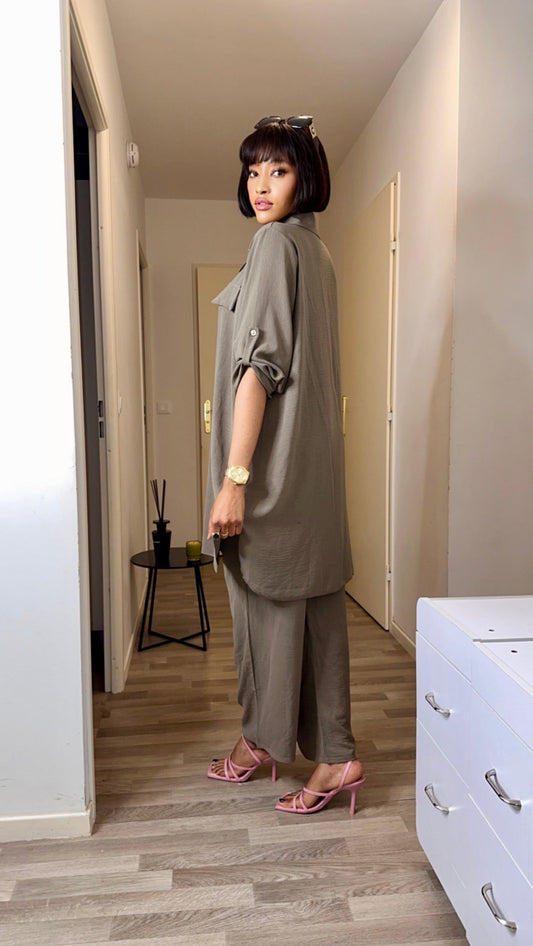 Ensemble chemise kaki