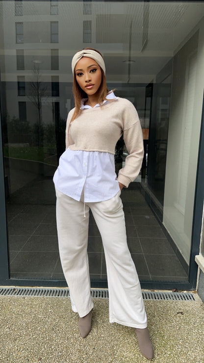 Pull chemise kaki