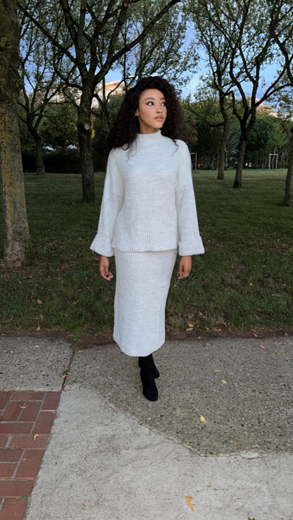Ensemble jupe kaki en maille