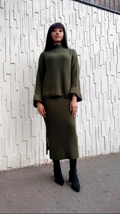 Ensemble jupe noir en maille
