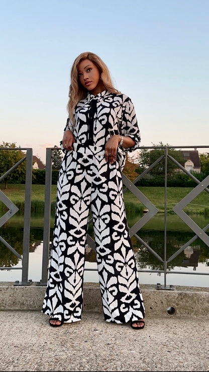 Ensemble à motifs noir et blanc