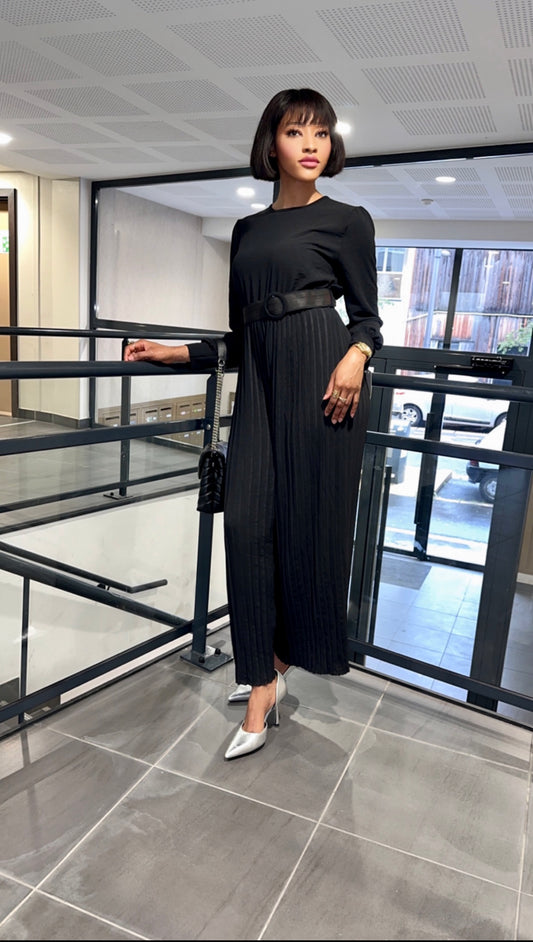 Combinaison pantalon plissée noire
