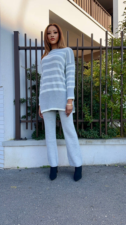 Ensemble caramel à rayures