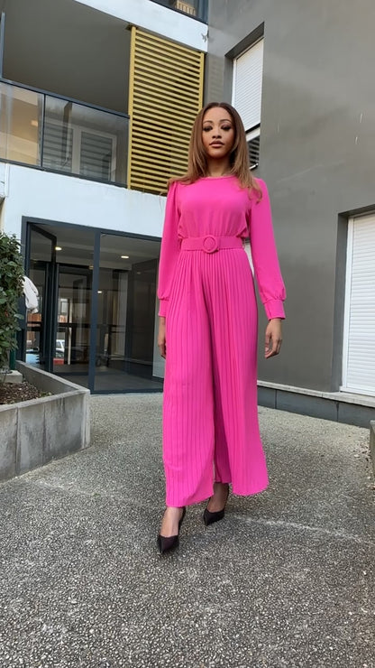 Combinaison pantalon plissée rose